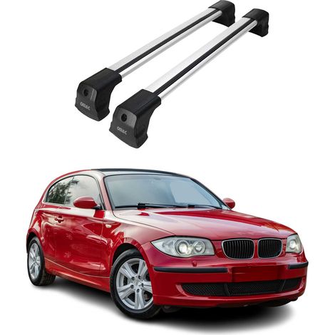 OMAC Barres de toit compatibles avec BMW Série 1 F20 F21 3 Portes 5 Portes 2012-2019 – 2 barres – Antivol inclus – Aluminium Argent (1/4)