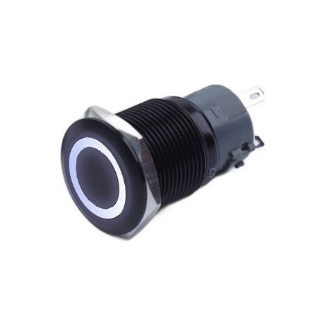 Pulsador monoestable negro antivandálico 250V 5A 19x38MM blanco (1/4)