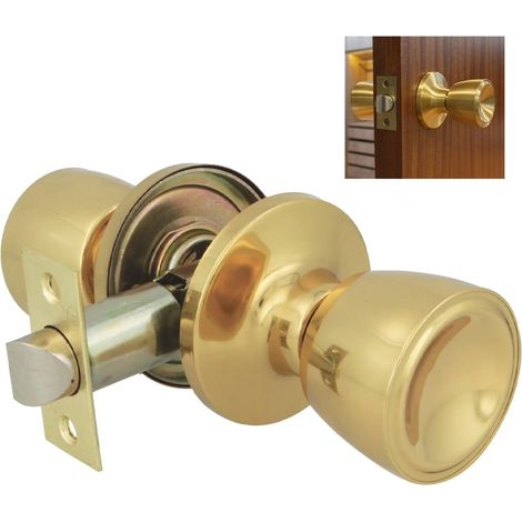 Poignée de Passage en Forme de Coupe Ensemble de Poignées double Laiton Serrure d'Entrée 60/70 mm Visserie Incluse Pour Portes en Bois Serrure à Bec-de-Cane Carré Poli (1/5)