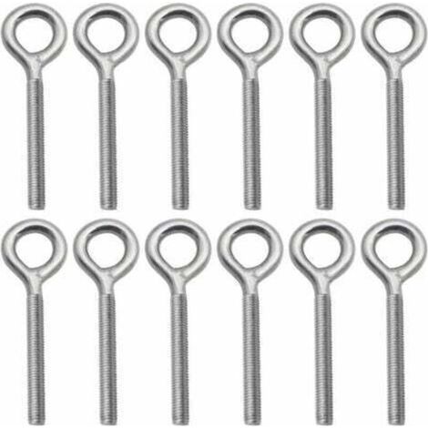 Lot de 12 Boulons- M5 à Oeil en 304 Acier Inoxydable Vis à Anneau Piton à Visser pour Balançoire Machine Extérieure