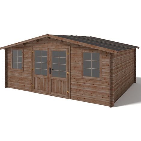 Casetta da giardino in legno - 20m2 - 5x4m - impregnata - 28mm - colore: marrone - DOM566 (1/5)