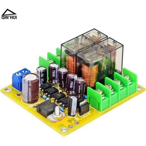 Protection board for two-channel passive speaker, power-on shock protection module and power-off momentary interruption protection module for speaker enclosure amplifier. (1/4)