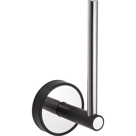 Portarotolo verticale in acciaio inox lucido e dettagli in abs nero  NICO-N kamalu