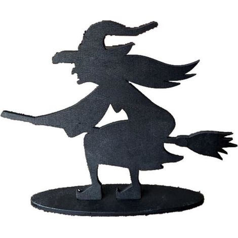 Décorations de table : sorcière sur un balai, décorations blanches d’Halloween pour l’intérieur