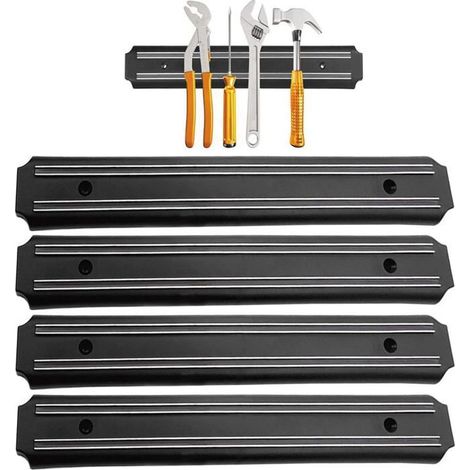 BelleRise - Porte Outils Mural magnetique 4 Pieces 33 cm x 5 cm aimantée Barres magnétiques pour Outils (1/4)