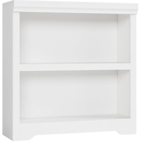 Bibliothèque 2 Niveaux 80cm, Étagère Bois Blanc Gaufré Réglable (1/5)