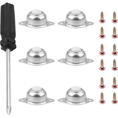 6er-Set Nylon-Kugellagerrollen (1,27 cm Durchmesser) für Möbel und Stühle, 360° drehbar – 4,9 x 3,3 cm – Silber (1/3)