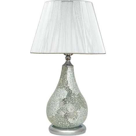 Sobremesa cromo mosaico espejo led interior pantalla de hilo plata