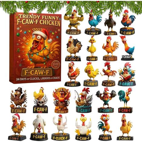 2025 Calendrier De L'Avent Poulet Décoration En Acrylique 2D De 24 Jours Ornements De Noël Poules Compte À Rebours Pour Vacances Fête D'Anniversaire Bureaux Maison Chambre Porte Fenêtre Arbre Éc (1/5)