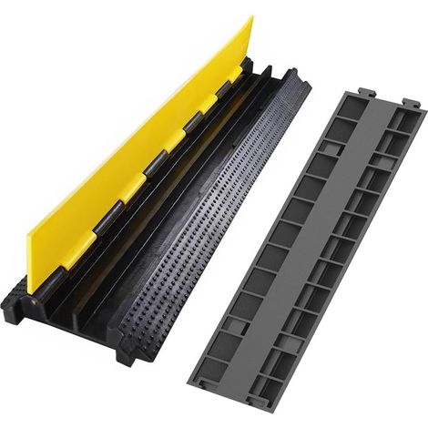 Pont de câble 2 canaux 100 x 25 x 5 cm Protection Contre Les débordements pour câbles 3T/6614 lbs Passe-câbles Protection pour câbles extérieurs, Passage Plancher pour Câble Passe Câble Sol (1/5)