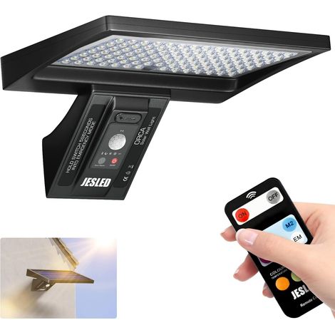 Lampe solaire de sécurité LED détecteur de mouvement télécommande étanchéité IP65 températures de couleur modes 104 3 4 (1/5)