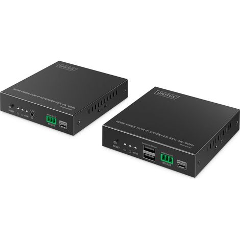 HDMI Fiber KVM Extender Set - 4K/60Hz - 40 km/300m - IP 1G - Black [DS-55348]