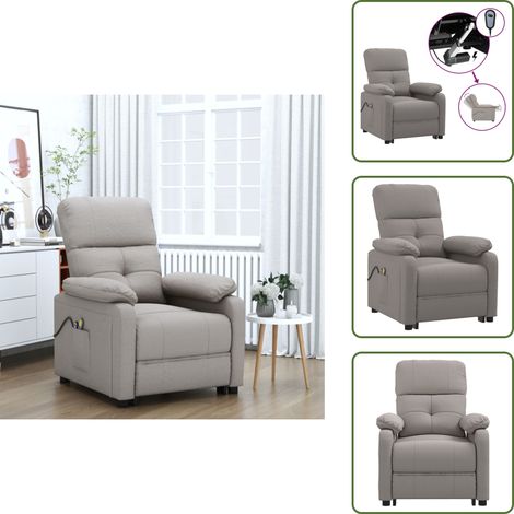 Fauteuil électrique de massage Taupe Tissu - Fauteuil Massant Électrique - Fauteuil Relaxant - Chaise Massage - Fauteuil Inclinable Avec Massage - Massage Lombaire