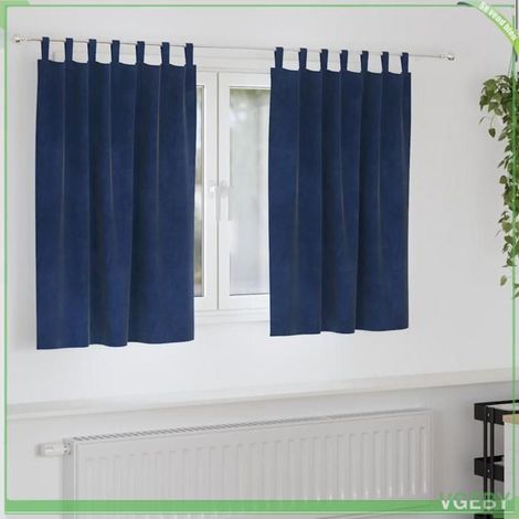 Rideau occultant - FAFEISY - Velours - Bleu foncé - 140 x 140 cm - Lot de 2 (1/5)