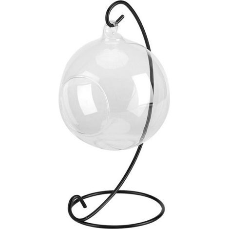 Vase en verre suspendu - - Grand terrarium - Cadre en métal - Transparent - Design contemporain (1/3)