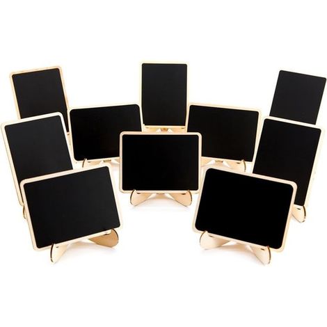 10er Pack Mini Tafeln mit Staffelei, kleine rechteckige Tafeln, Kreidetafel, Tischkarten aus Holz für Hochzeiten, Geburtstagsfeiern, Schilder und (1/5)