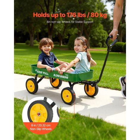 Chariot à Tirer Enfants 101 cm Chariot Tout-terrain Tout-petits en Métal Charge 80 kg, pour Cadeau d'Anniversaire Enfants, Jardinag… (1/5)