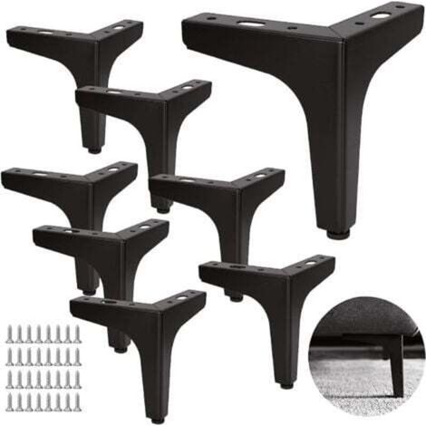 Lot de 8 Pieds de Canapé Metal 13 cm, Pieds de Table Basse Métal Charge Jusqu'à 600 KG Pied de Meuble Noir, Support de Table en Fer Forge/Sofa