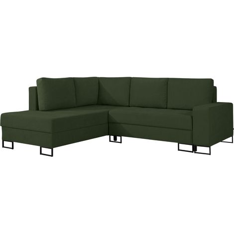 Selsey Larelle – Ecksofa mit Schlaffunktion & Bettkasten, Chenille, Ottomane links, Grün