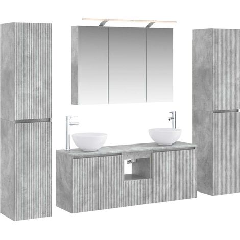 Ensemble de mobilier de salle de bain 6 pcs Gris béton vidaXL (1/5)
