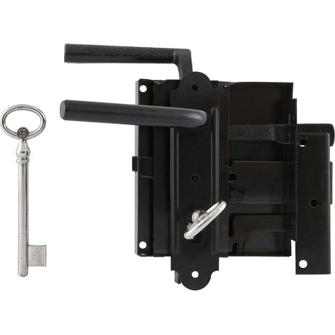 Serrure en applique droite DM 60 100 x 116 mm en acier laqué noir (1/3)
