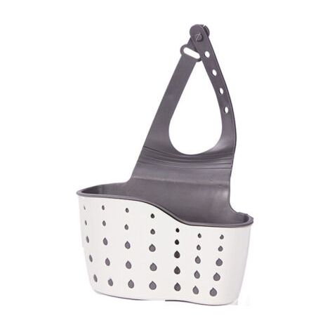 BUNTHAUS Lntyq 1 Pièce Support D'évier Suspendu Double Couche, Support D'éponge D'évier de Cuisine, Adapté Accessoires D'évier Support Rangement Cuisine - Blanc, Matériaux PP+TPR, 21155cm