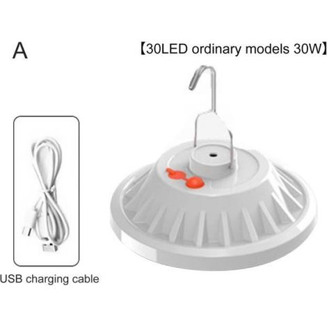 Borne Solaire - Lampe LED Rechargeable - ABS - Blanc - 30W 60W ou 120W - Pour Jardin Extérieur et Secours (1/2)