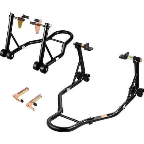 Béquille Roue Avant et Arrière, Lève Moto Charge 499 kg, avec Fourche Avant Double, Fourche Arrière U+L, Bras Oscillant, Compatible avec la Plupart des Motos Yamaha, Honda, Kawasaki, Suzuki (1/5)