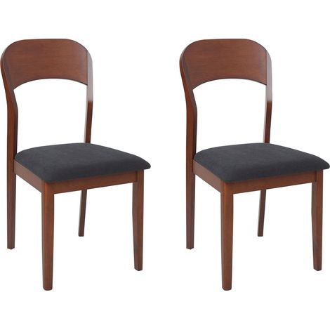 Set of 2 Dining Chairs ALVIN Wood Dark Brown (1/5)