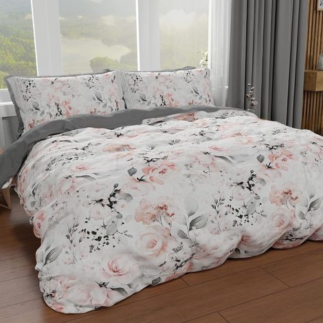 Housse de Couette 1 Place 150x200 cm 1 Taie 50x80 cm Incluse, Parure en Microfibre Imprimée Floral 17 00 (1/4)