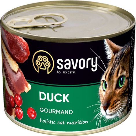 Aliment humide savoureux pour chat adulte au canard 200 g (1/4)