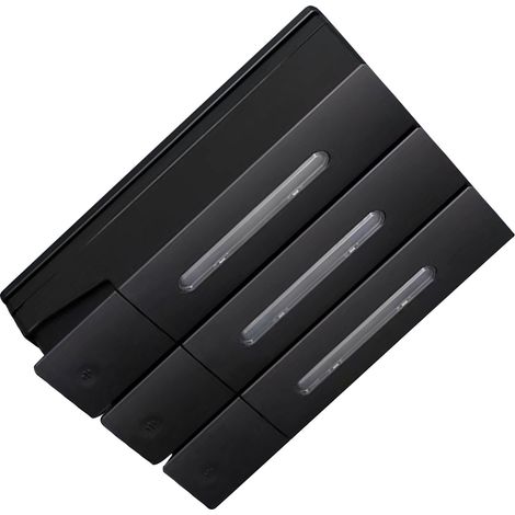 Wandmontierter Shampoo- und Conditioner-Spender, 1200 ml, 3-Kammer-Duschseifenspender für Badezimmer und Hotels, Schwarz, Dreifachkopf (1/5)