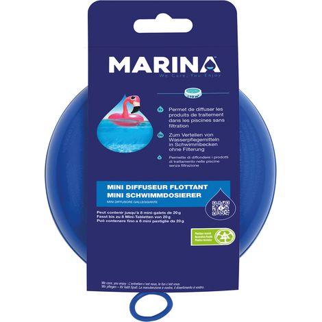 Diffuseur flottant rétractable INNOVATIVE WATER CARE Disque compact bleu - 8 mini-galets 20 g
