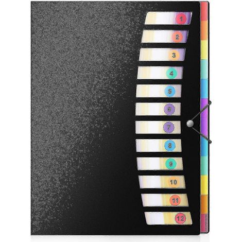 Organiseur de projet extensible à 24 pochettes, format lettre, en plastique robuste, avec pochettes accordéon arc-en-ciel, pouvant contenir jusqu'à 240 feuilles (format A4). (1/5)