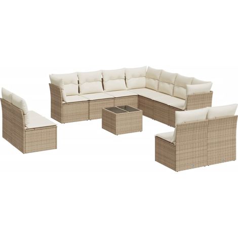 Set Divani da Giardino 12 pz con Cuscini Beige in Polyrattan vidaXL (1/3)