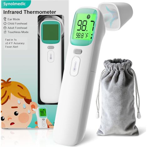 Ohrthermometer für Kinder und Erwachsene – FSA-HSA-Thermometer, numerisches Infrarot-Thermometer, Vorlesung in 1 Sekunde, Frontalalarm-Thermometer in fünf Farben, 40 Speicher (vertikal, 1-teilig) (1/5)