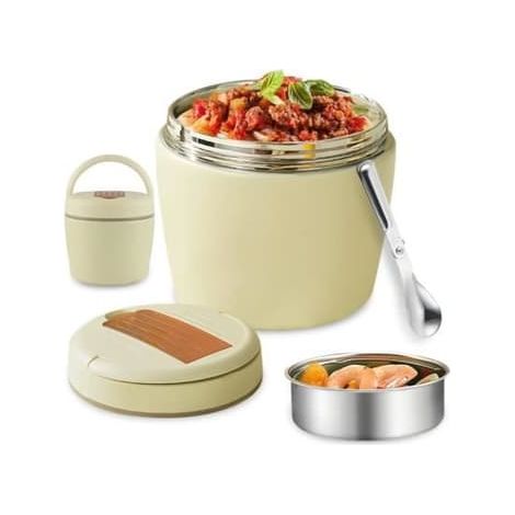 BelleRise - Thermos pour aliments chauds, boîte à lunch isotherme 1,2 L avec cuillère pliable (1/5)