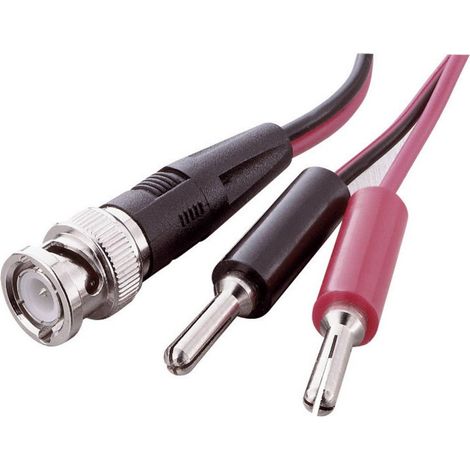 CORDON DE MESURE BNC VOLTCRAFT 2 FICHES MÂLES BANANE BNC 4 MM [ BNC MÂLE - BANANE 4 MM] 0.80 M NOIR, ROUGE KC300B (1/2)