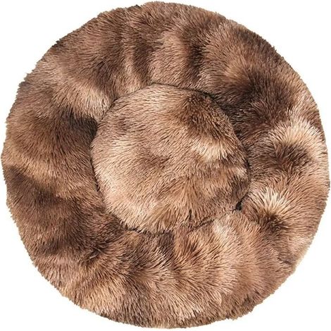 Lit pour Chat, Coussin Moelleux, Doux Lavable pour Chats Chiens (Tie-Dye Marron, 70 cm), (1/5)