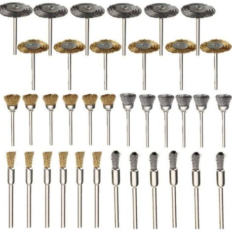 INHHUB Messingbürsten-Set, 36-teilig, Stahldrahtbürsten, Bürsten, Bohrer, Rotationswerkzeuge, Polieren, Dremel-Rotationswerkzeuge - INHHUB (1/5)