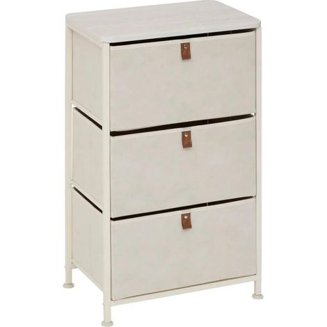 Meuble de Rangement 3 Tiroirs "Tissa" 73cm Beige (1/3)