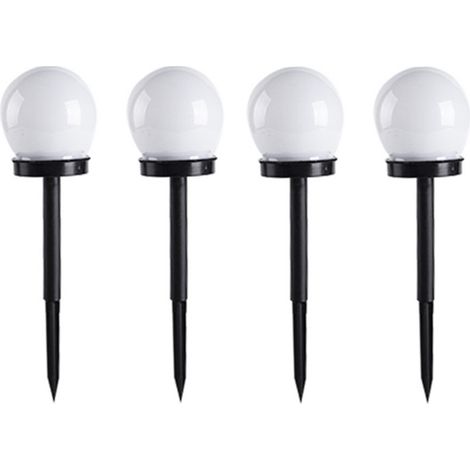 Juego de 4 bombillas LED redondas alimentadas por energía solar para jardín o césped, con control de luz por inducción, resistentes al fuego y al agua.