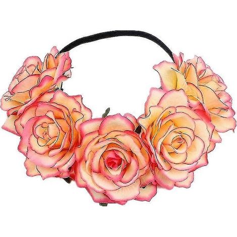 Couronne de roses, guirlande de fleurs, bandeau, accessoire de tête pour mariage et festival (rouge) (d-583-a)-rose Red