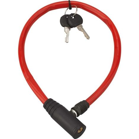 1 Antivol Câble Acier, Mécanisme Goupilles, Clés Nickelées, Gainé PVC, Vélo