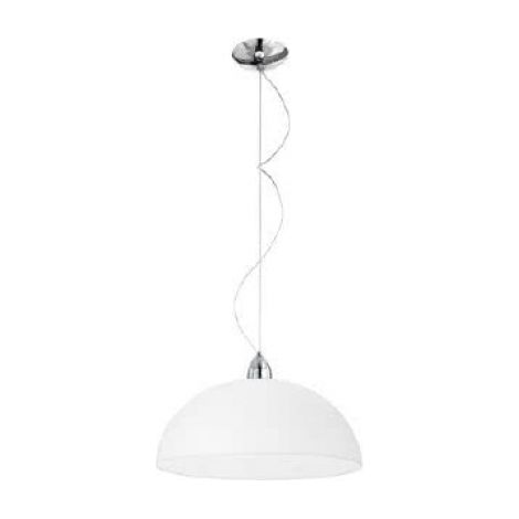 Lampada a Sospensione ISAKO 40cm in Vetro Bianco Satinato e Metallo Cromato - Attacco E27, Design Moderno e Diffusione Luce - Rossini Group