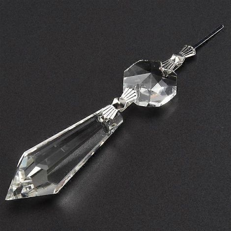 Ensemble de 24 pendentifs en cristal de lustre, prismes, 38 mm, transparents, en forme de larme ou de glaçon, cristaux de rechange pour lustre (1/5)