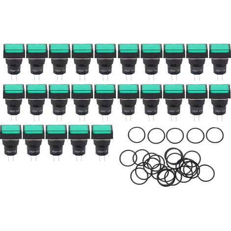 Lot de 25 boutons-poussoirs pour équipements industriels, avec rondelle, 0-240 V CA. (1/5)
