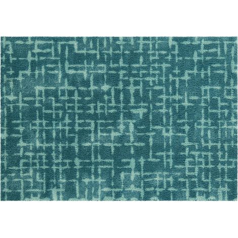 Akzente FEEL Feel-Checker Plate aqua Fußmatte 70x100 cm, Polyester Oberfläche, Latex Rückseite, rutschfest, saugfähig, weich & warm, Fußbodenheizung geeignet, Made in EU, Badezimmer Teppich (1/5)