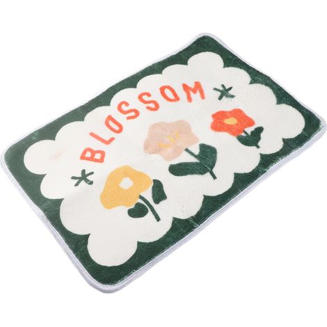 Tapis de bain à motif de dessin animé avec trois petites fleurs, absorbant, antidérapant, convenant à la salle de bain, aux toilettes, à la cuisine et à la chambre. (1/5)
