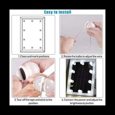 Lumière LED pour Miroir de Courtoisie - 3 Modes d'Éclairage - Gradation sur 10 Niveaux - Alimentation USB - Pour Salle de Bain et Vanité - 1 Set (1/5)